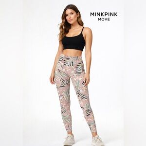 MINKPINK MOVE Botanical Floral High Waist Leggings | Tropical Yoga Size Large
